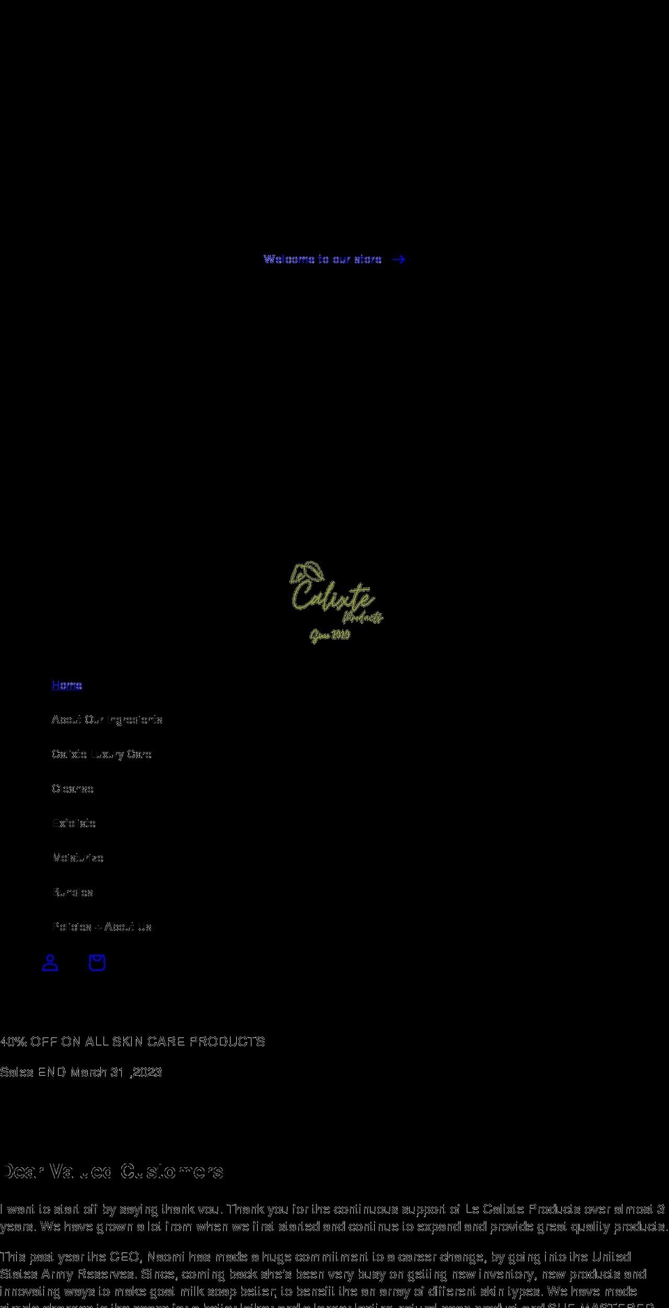 lecalixteproducts.com shopify website screenshot