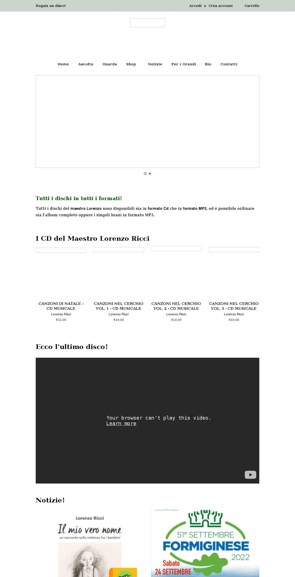 lecanzonideibambini.it shopify website screenshot