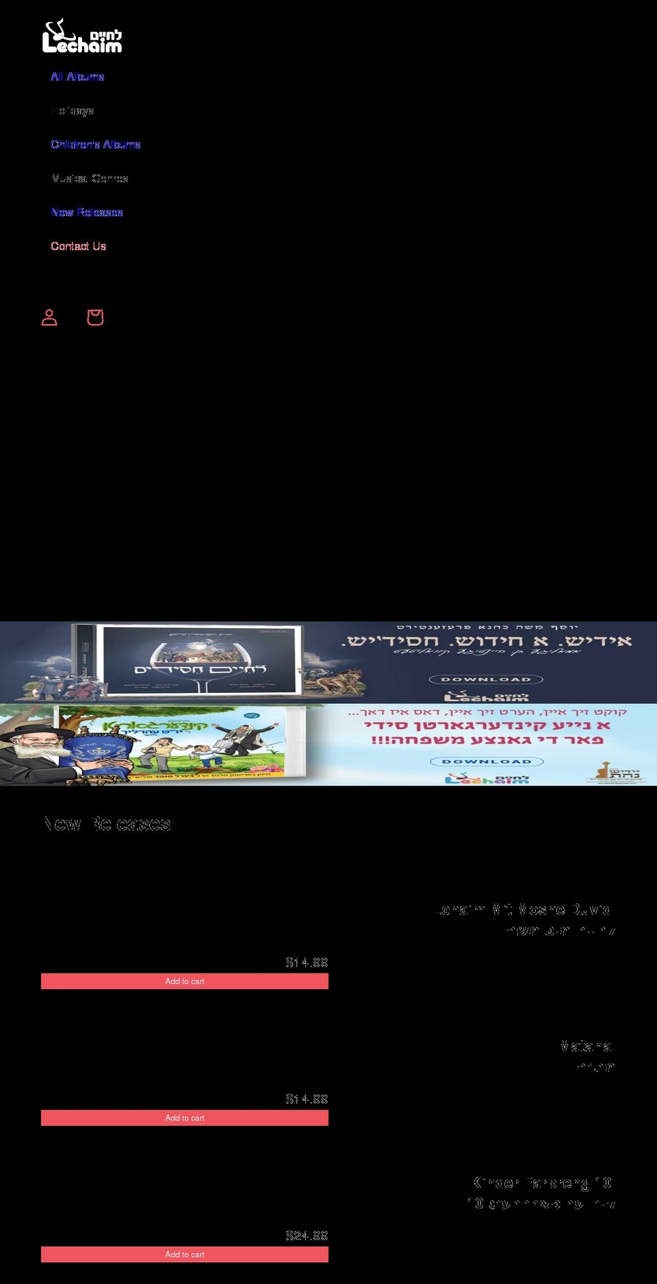 lechaimmusic.com shopify website screenshot