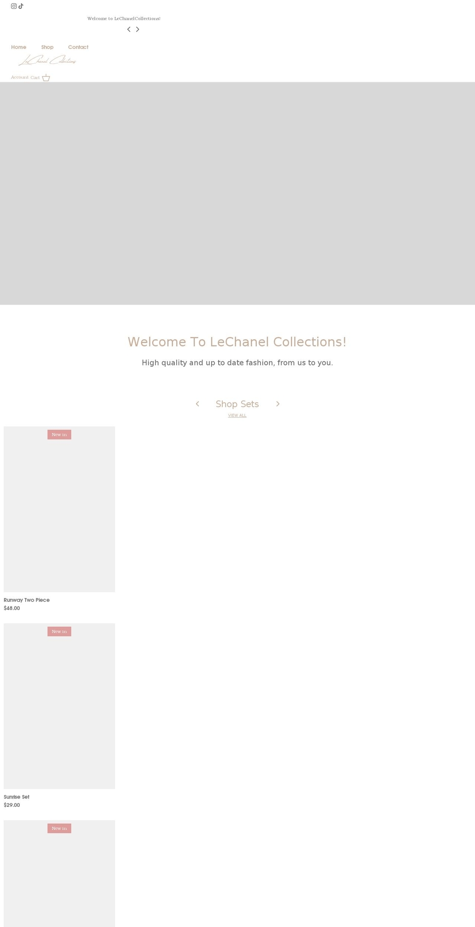 lechanelcollections.com shopify website screenshot