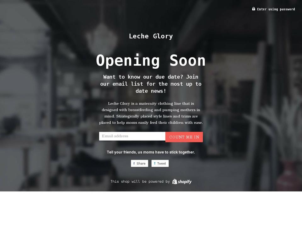 leche-glory.myshopify.com shopify website screenshot