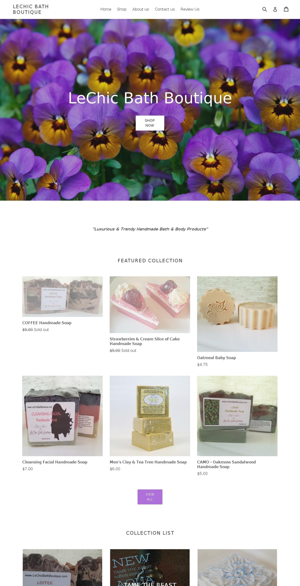 lechicbathboutique.com shopify website screenshot