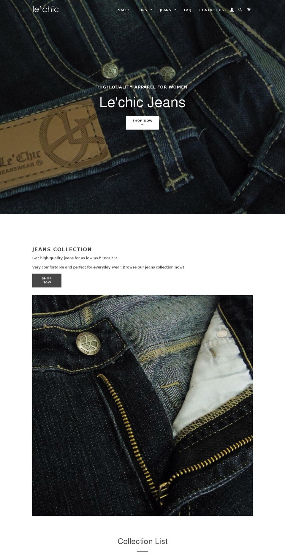 lechicjeans.com — Shopify storefront screenshot
