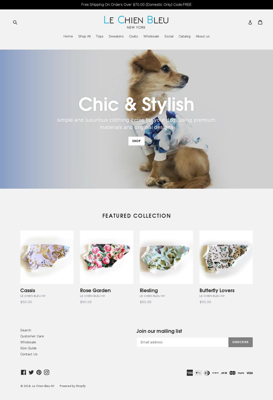 lechienbleuny.com shopify website screenshot