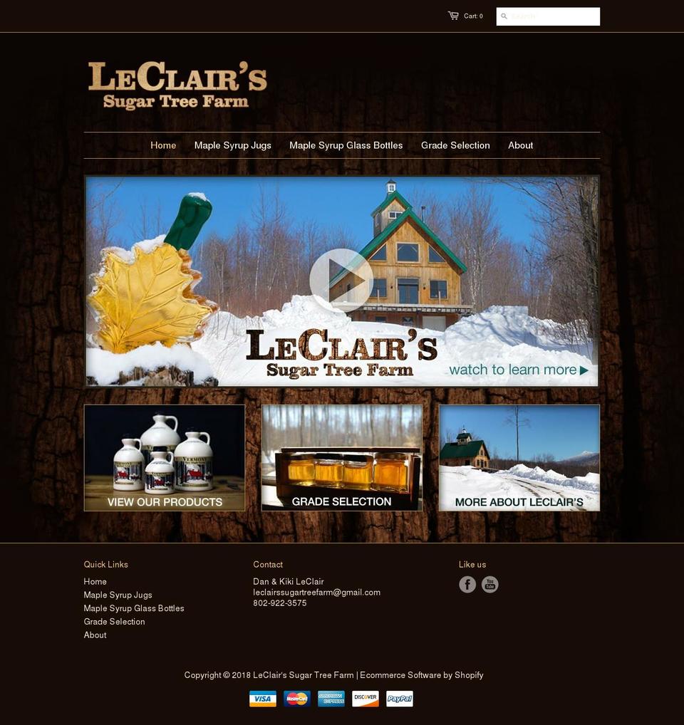 leclairsmaplesyrup.com — Shopify storefront screenshot