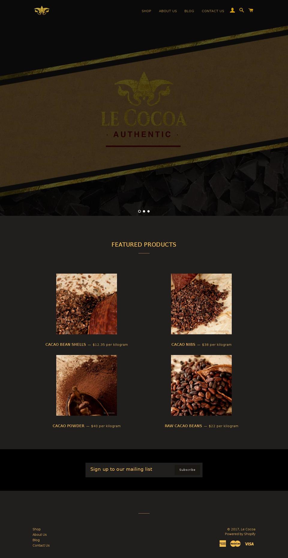 lecocoa.com shopify website screenshot