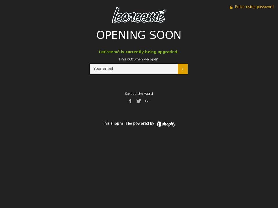 lecreeme.com shopify website screenshot