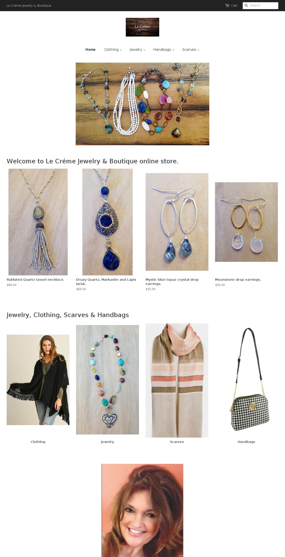 lecremejewelry.com — Shopify storefront screenshot