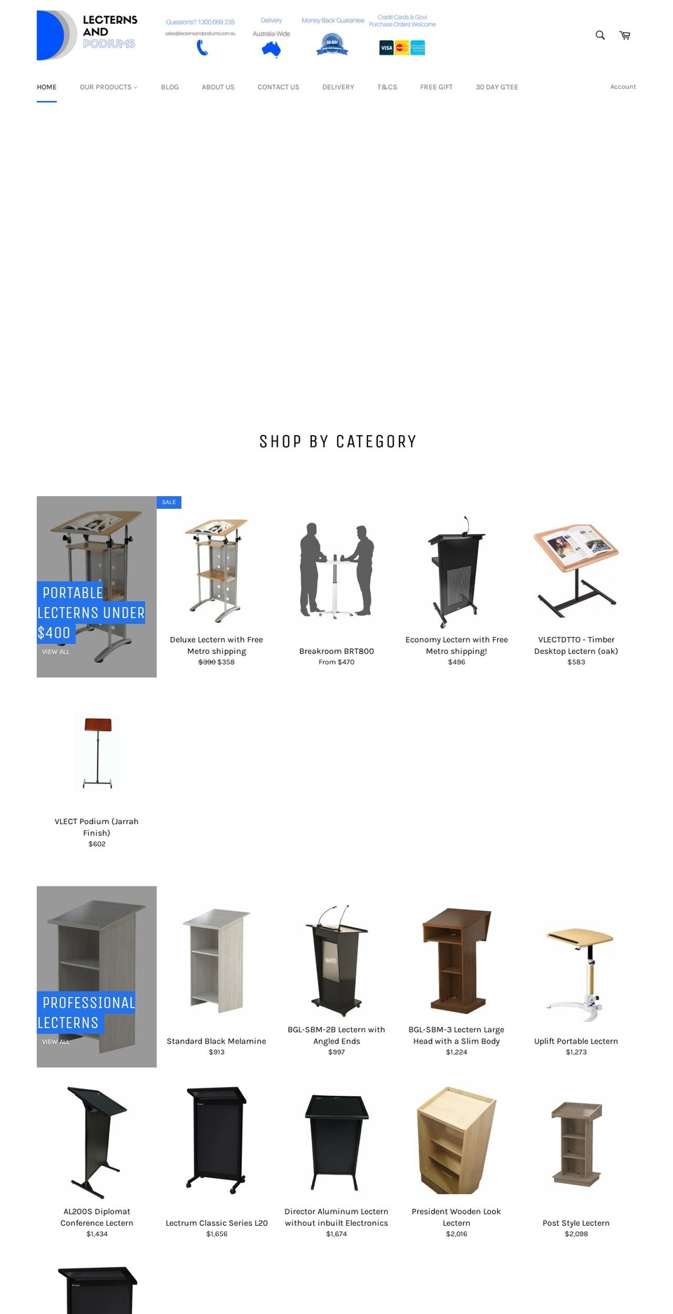 lecternsandpodiums.com.au shopify website screenshot