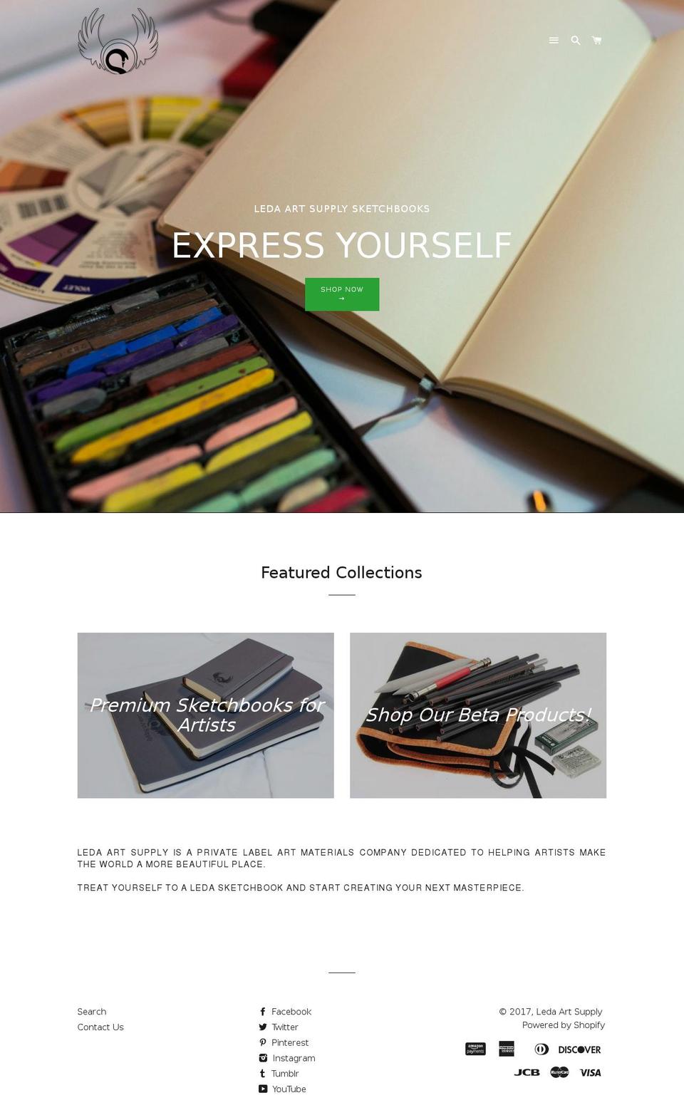ledaartsupply.com shopify website screenshot