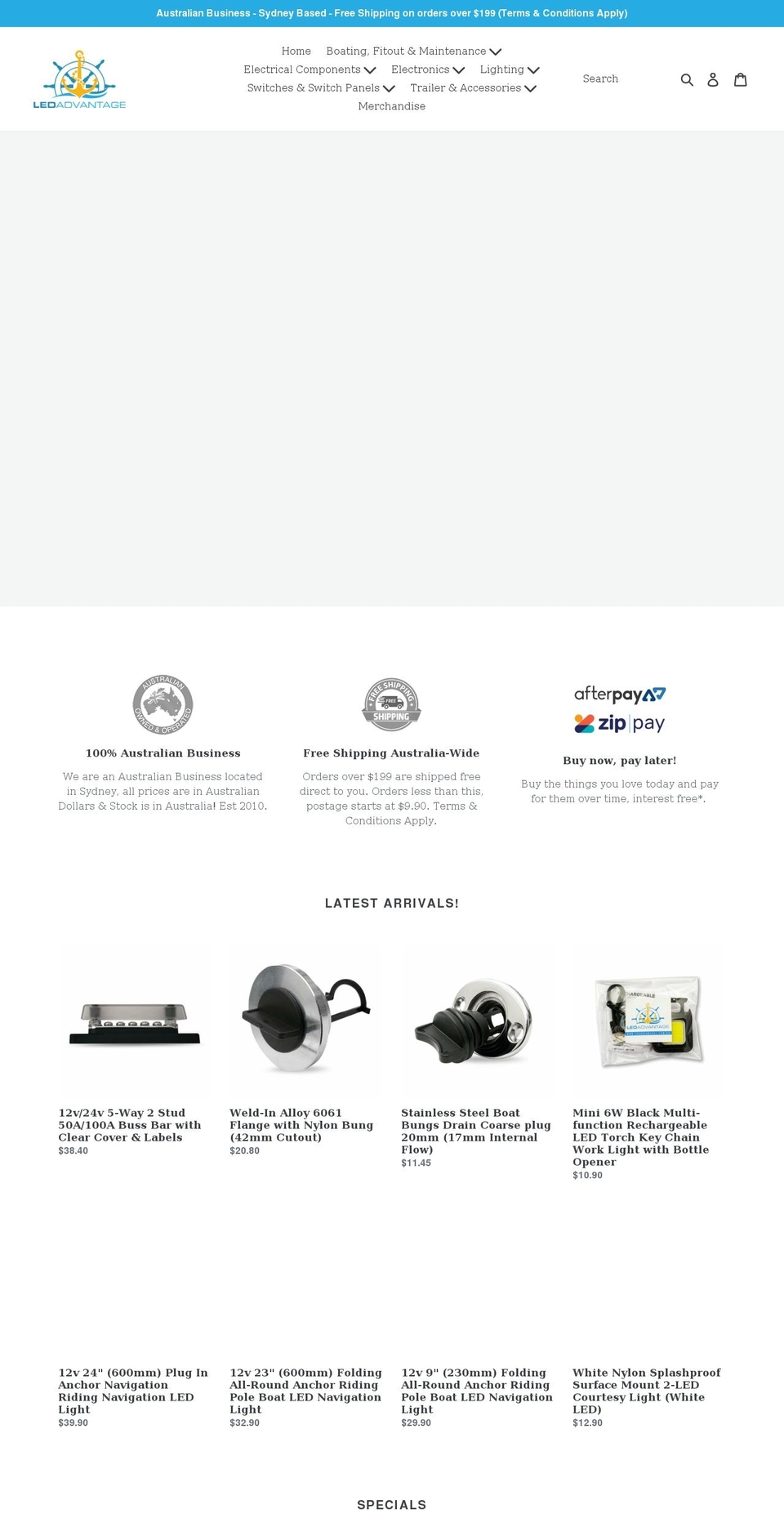 ledadvantage.com.au shopify website screenshot