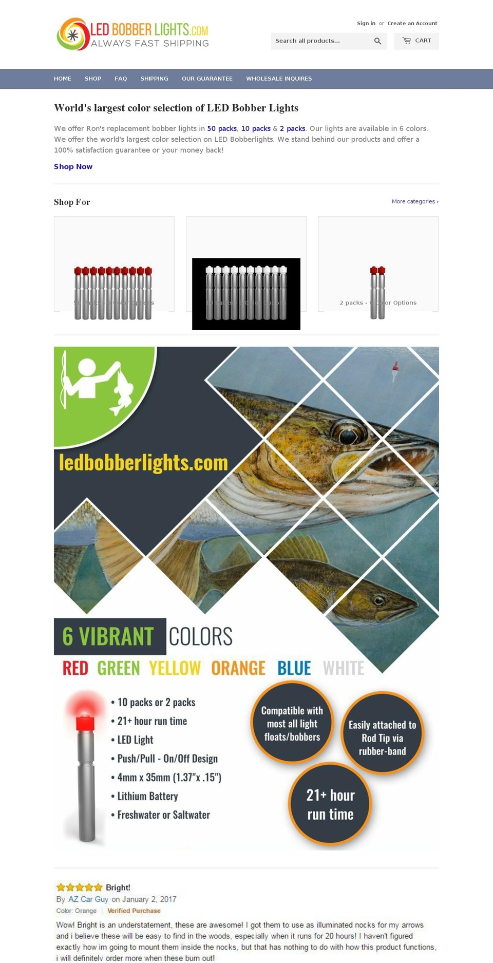 ledbobberlights.com — Shopify storefront screenshot