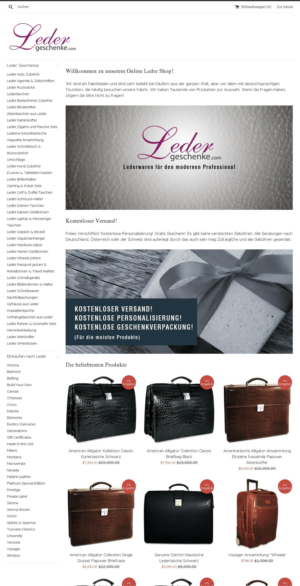 ledergeschenke.com — Shopify storefront screenshot