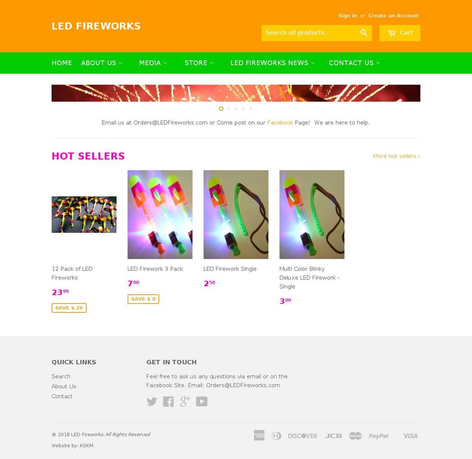 ledfireworks.com shopify website screenshot