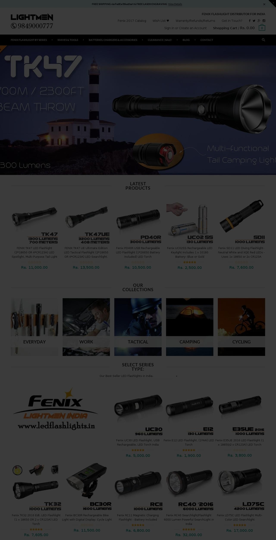 Expanse Shopify theme site example ledflashlights.in