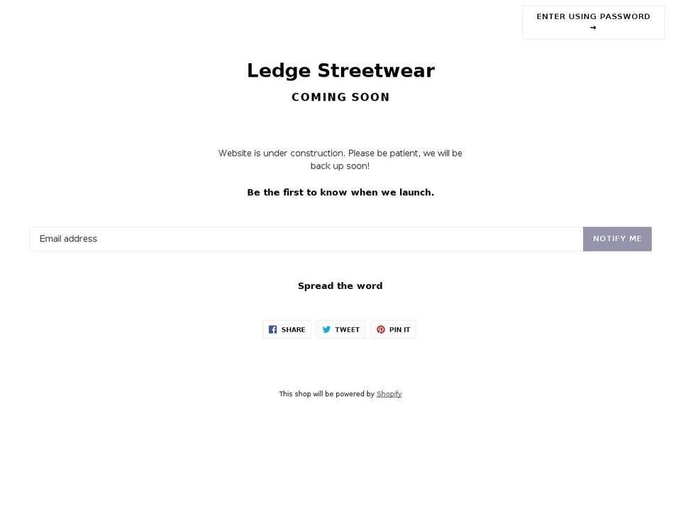 ledgestreetwear.com shopify website screenshot