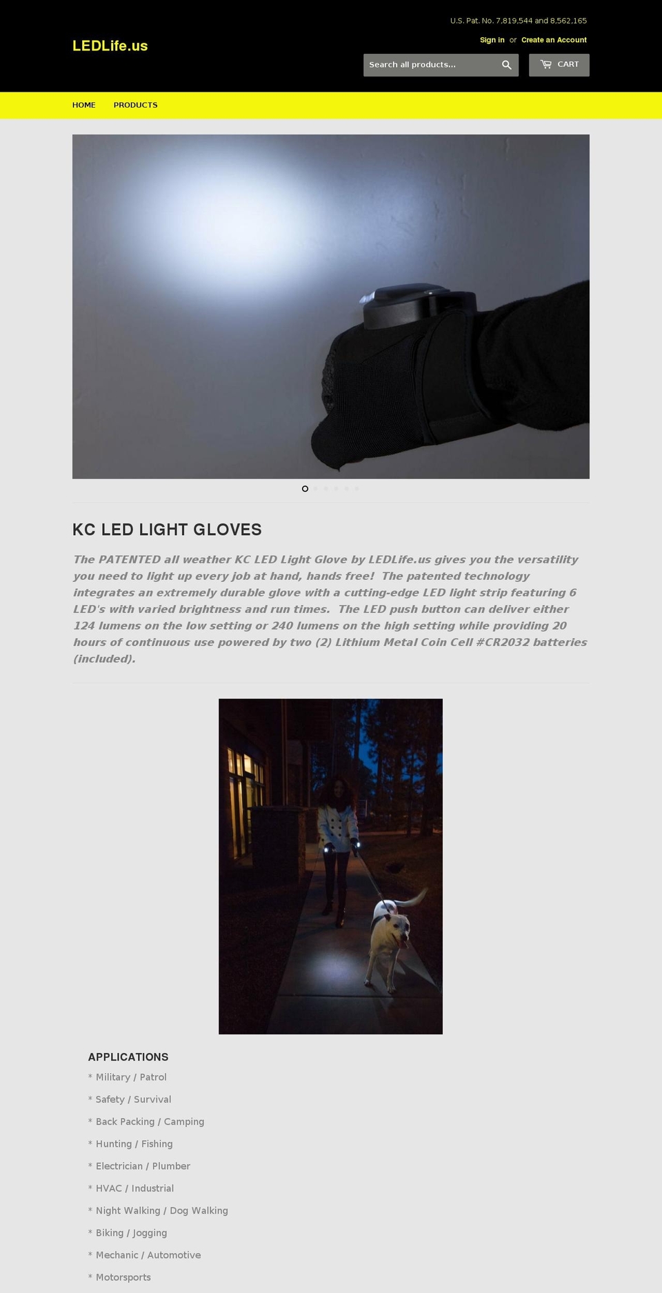 ledlightgloves.com — Shopify storefront screenshot