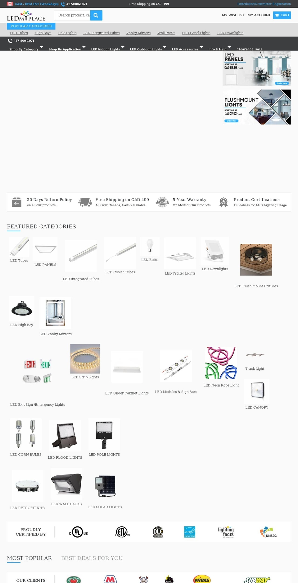 ledmyplace.ca shopify website screenshot