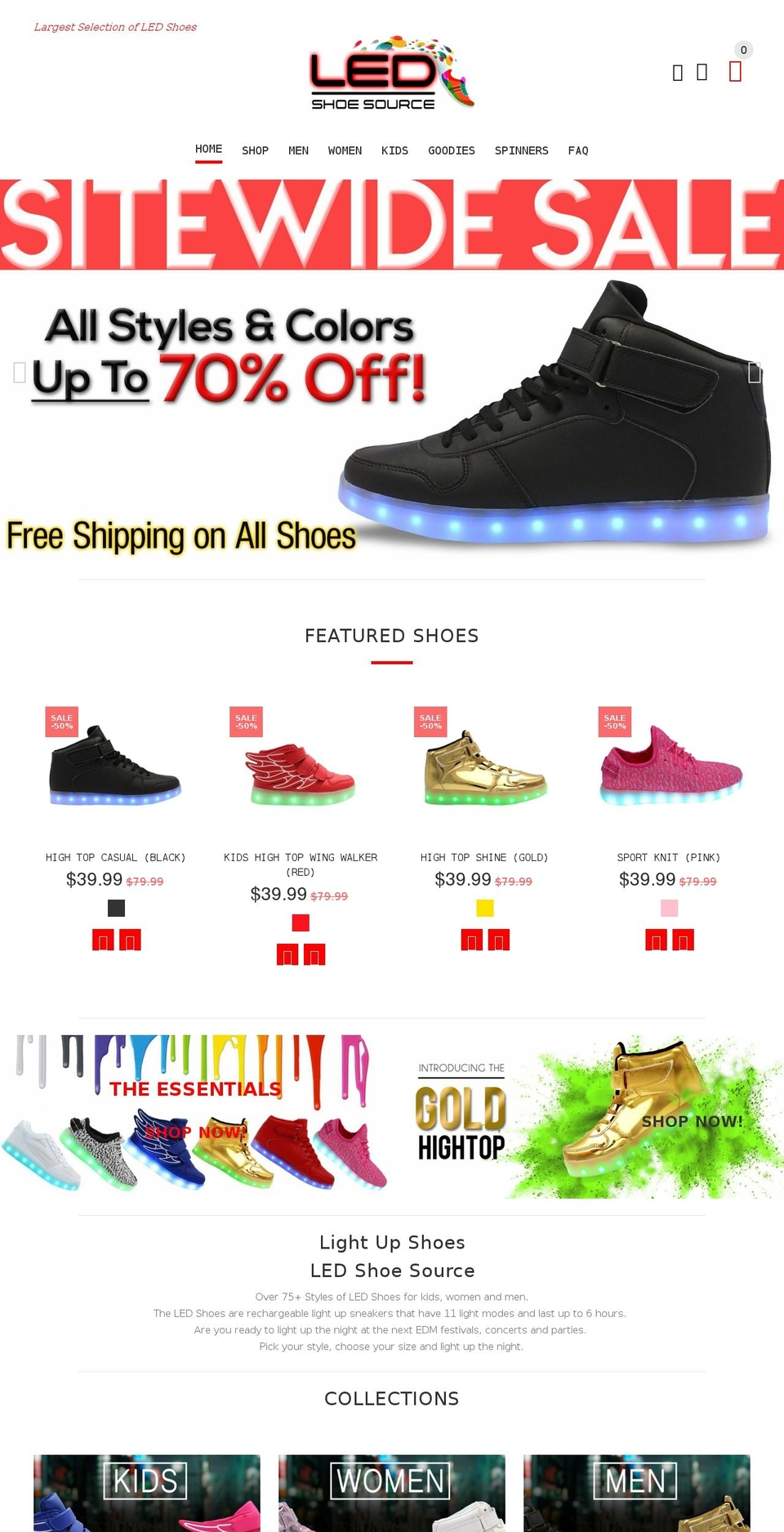 ledshoesource.com shopify website screenshot