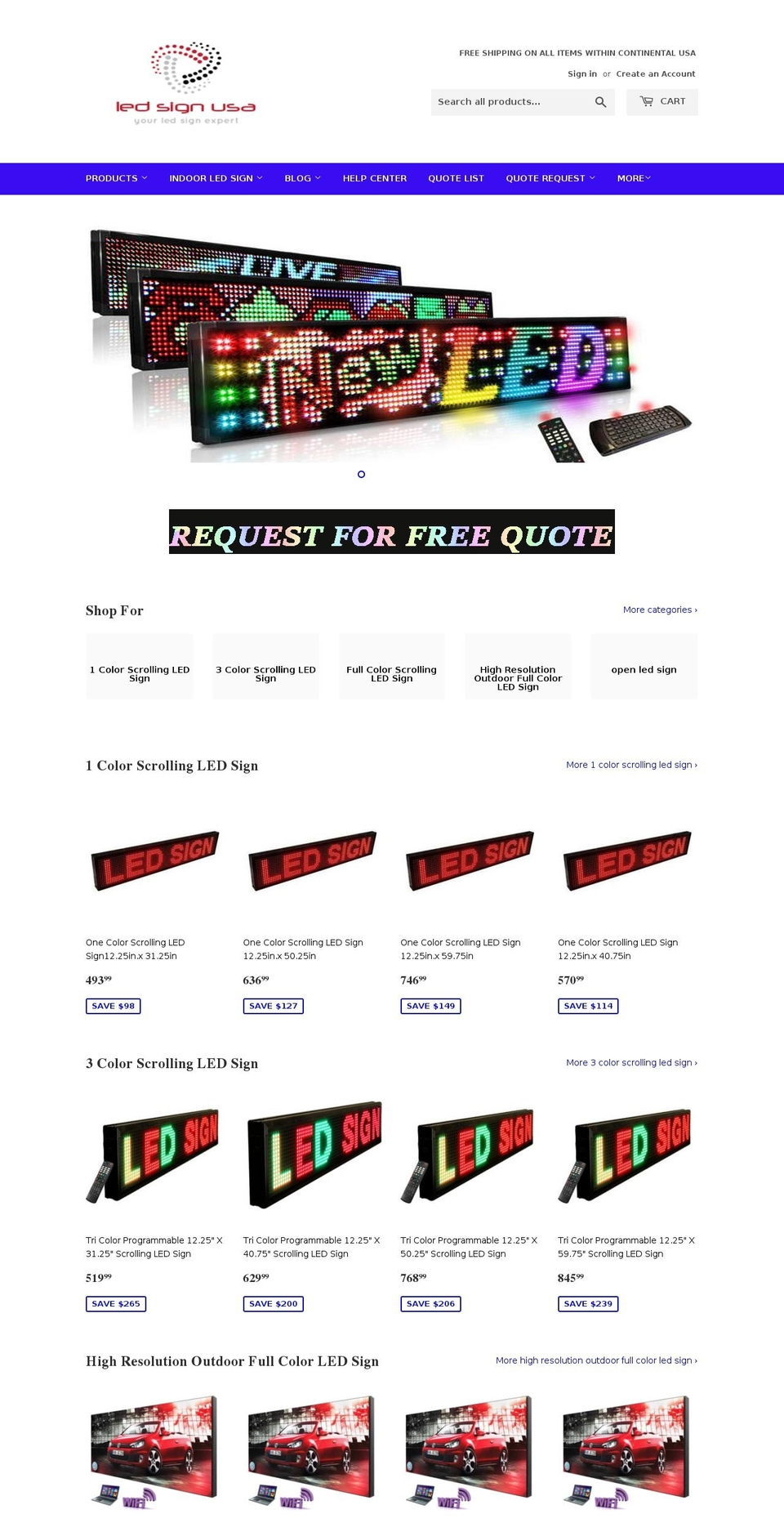 ledsignusa.com shopify website screenshot