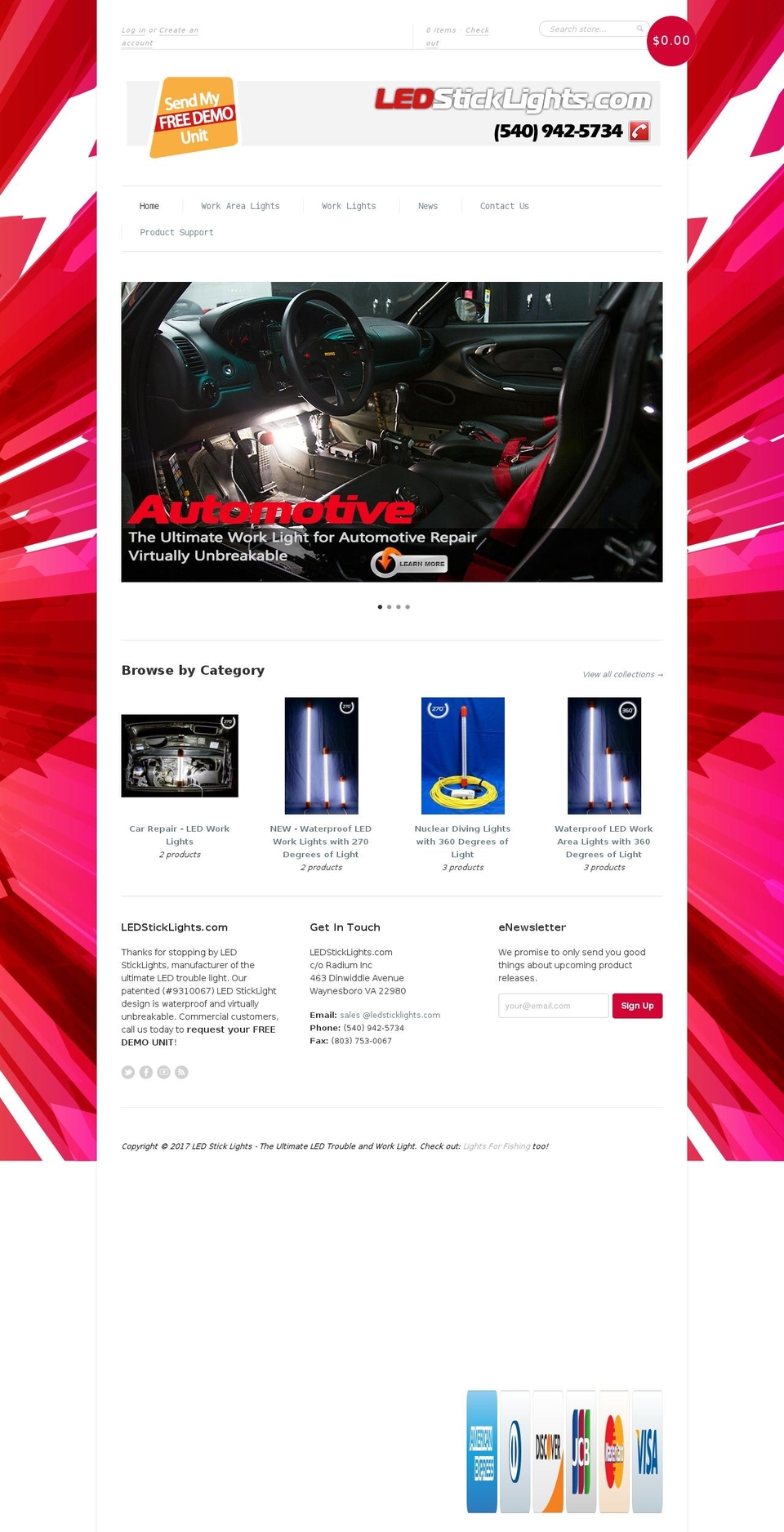 ledsticklights.com shopify website screenshot