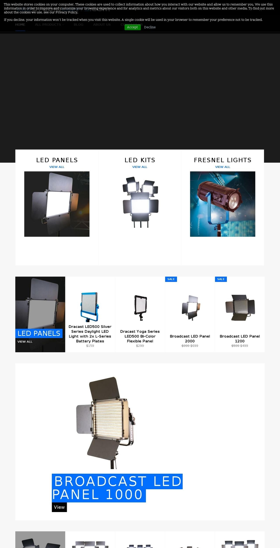 ledstudiolights.com — Shopify storefront screenshot