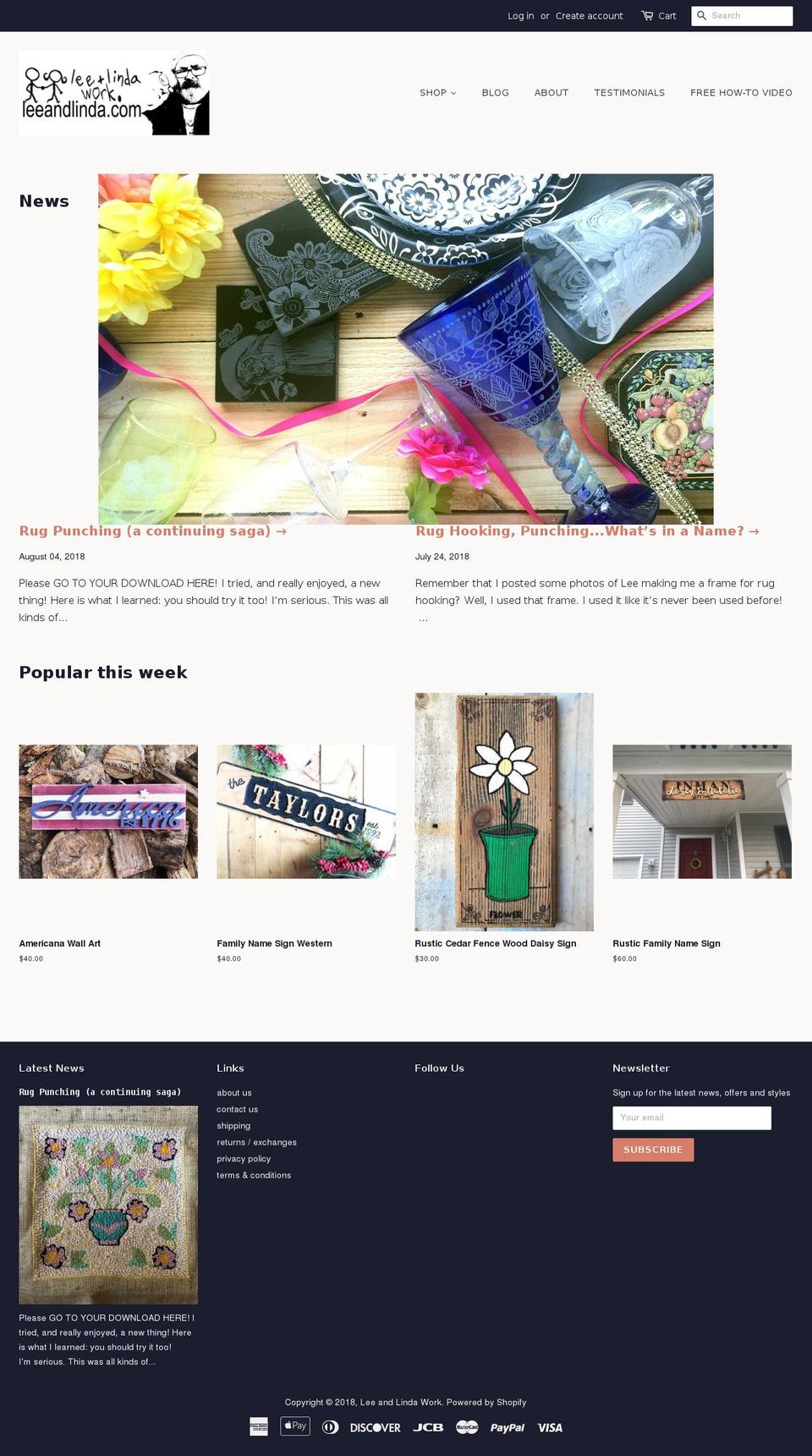 leeandlinda.com — Shopify storefront screenshot