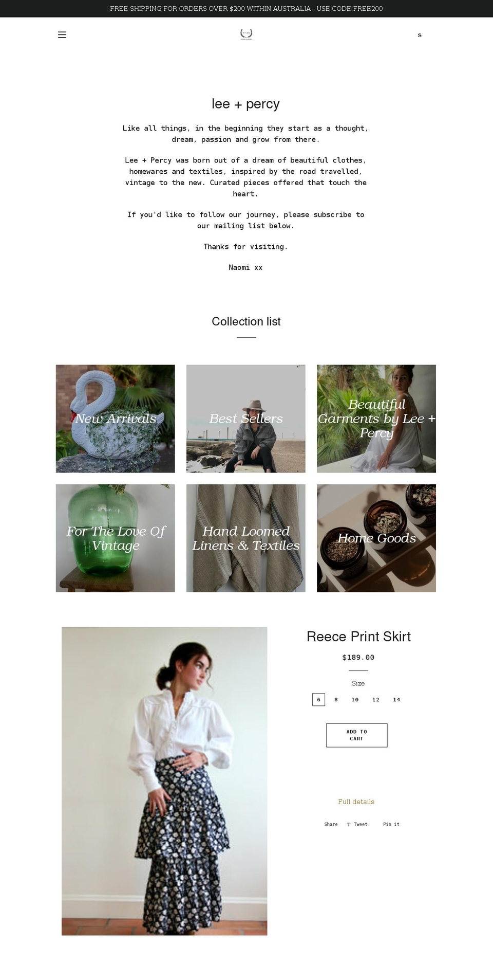 leeandpercy.com shopify website screenshot