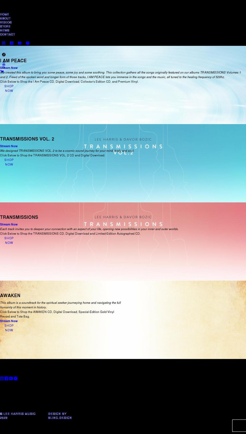 leeharrismusic.com shopify website screenshot