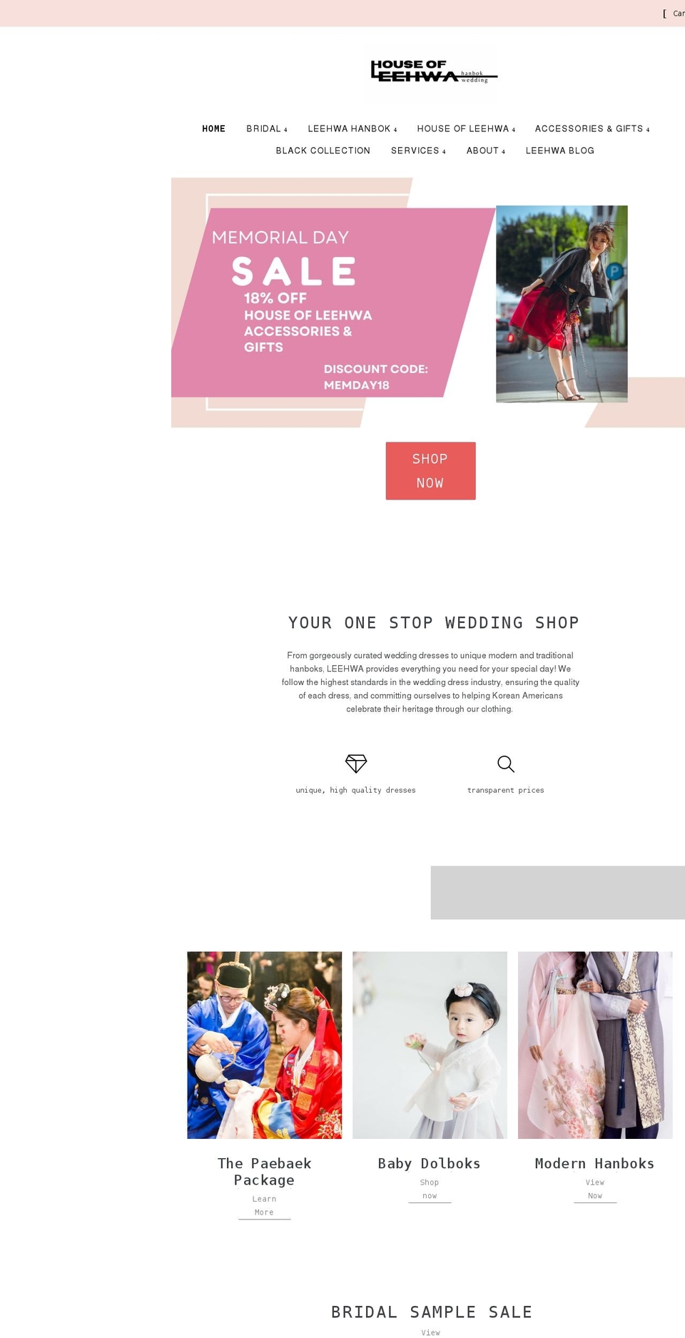 leehwawedding.com shopify website screenshot