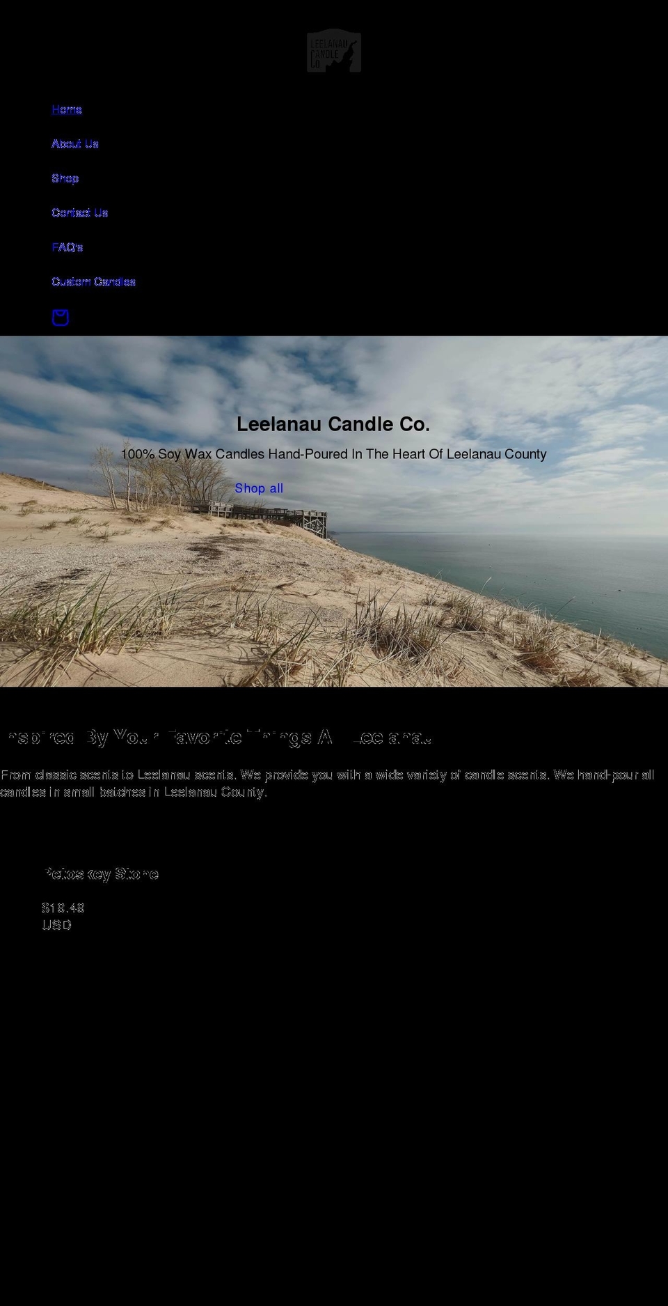 leelanaucandleco.com shopify website screenshot