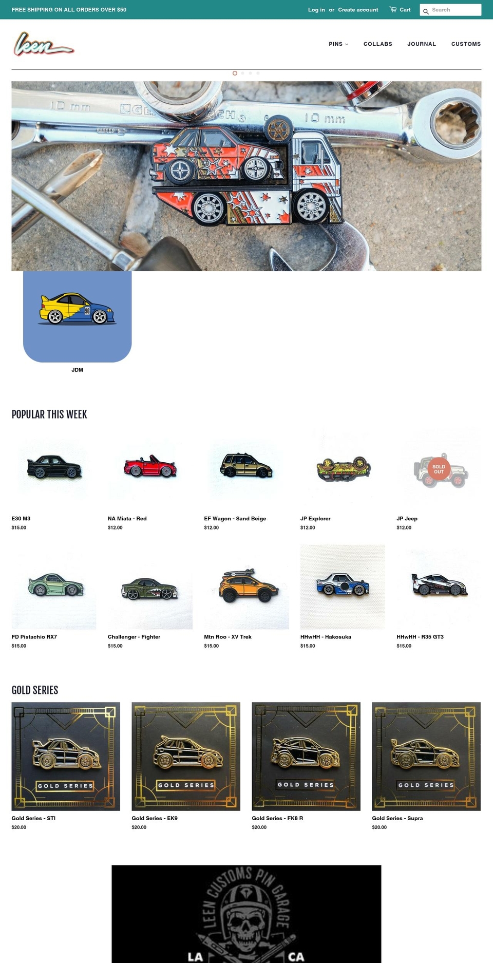leencustoms.com — Shopify storefront screenshot