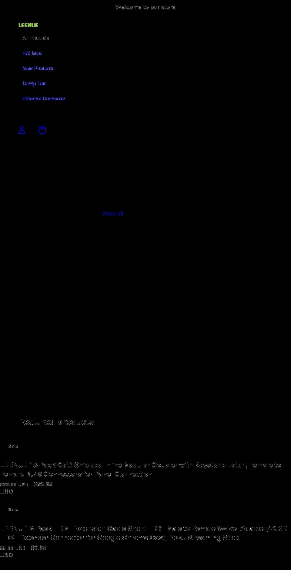 leenue.com shopify website screenshot