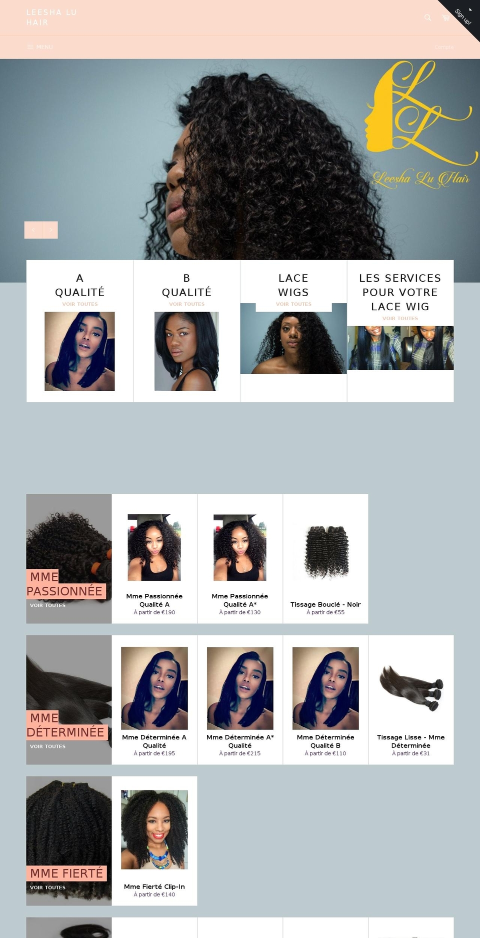 leeshaluhair.com shopify website screenshot