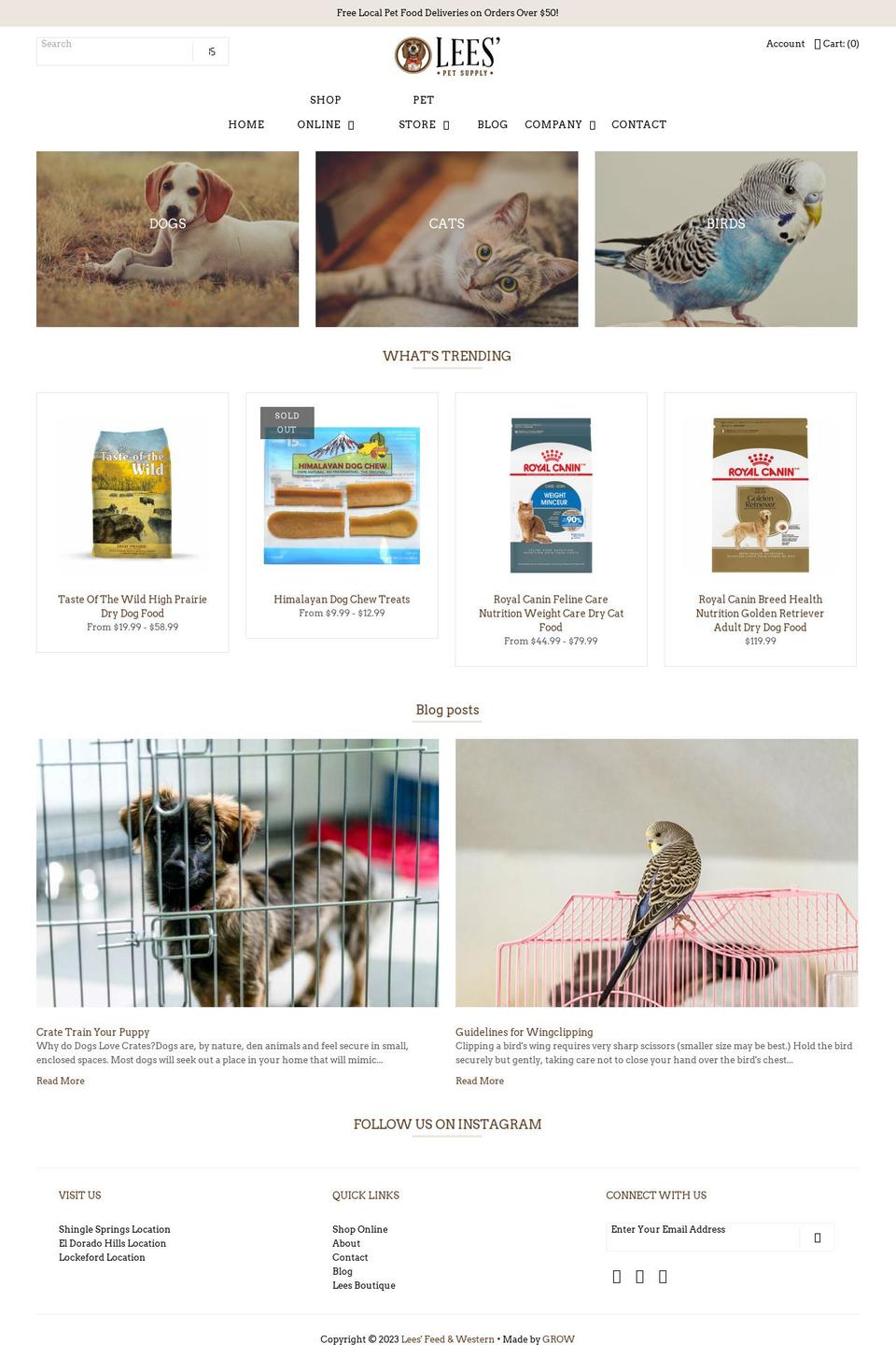 leespetsupply.com — Shopify storefront screenshot