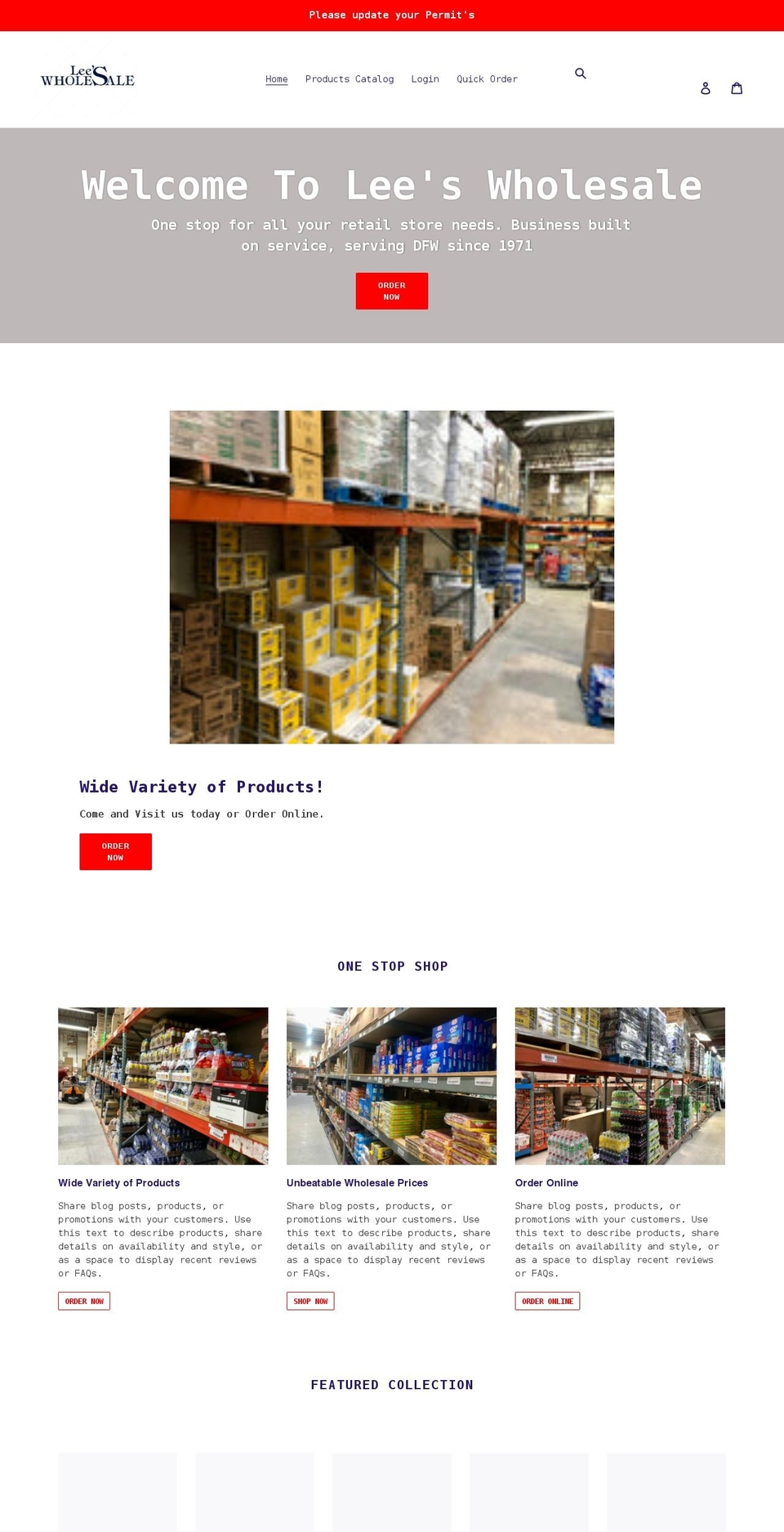 leeswholesale.com shopify website screenshot