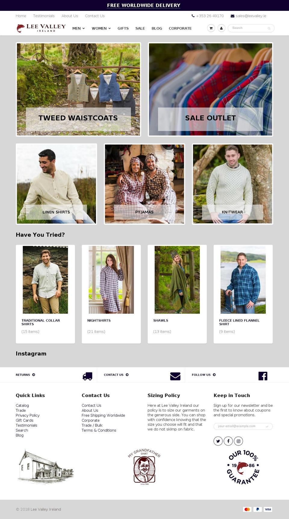 leevalleyirelandusa.com shopify website screenshot