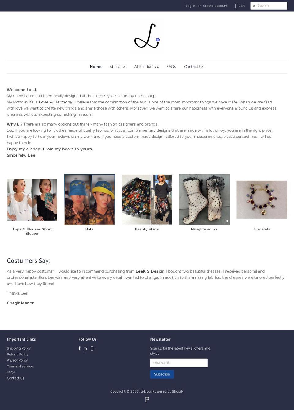 leeya.co shopify website screenshot