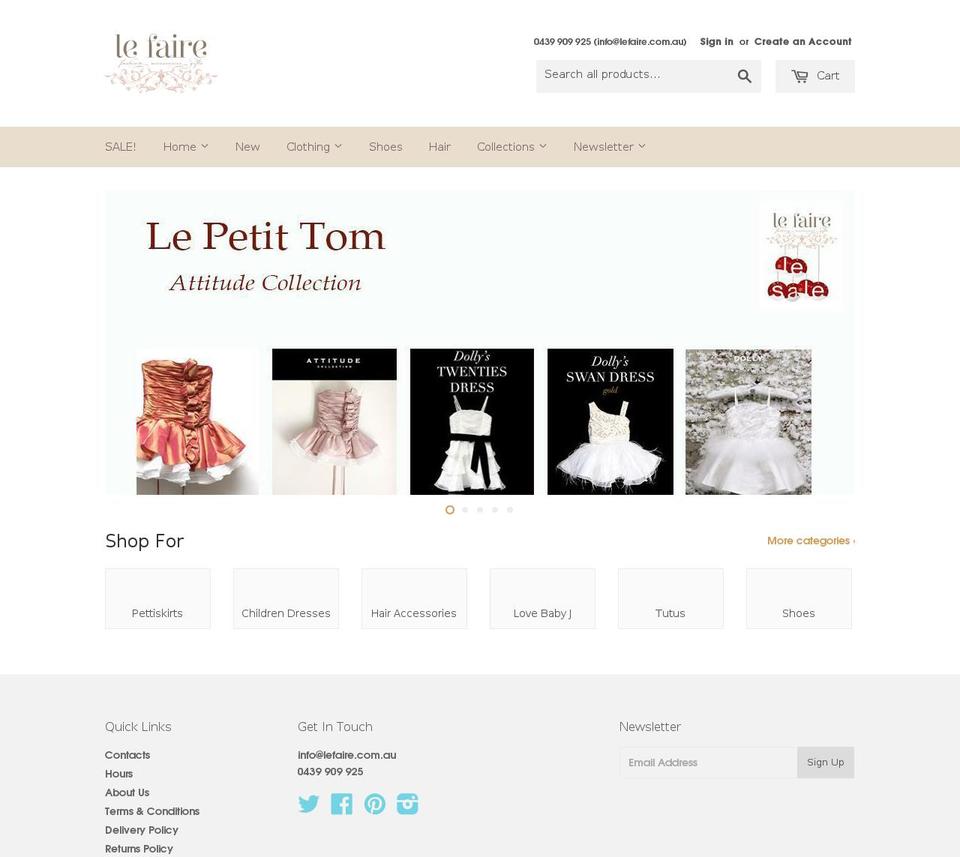 lefaire.co.nz shopify website screenshot