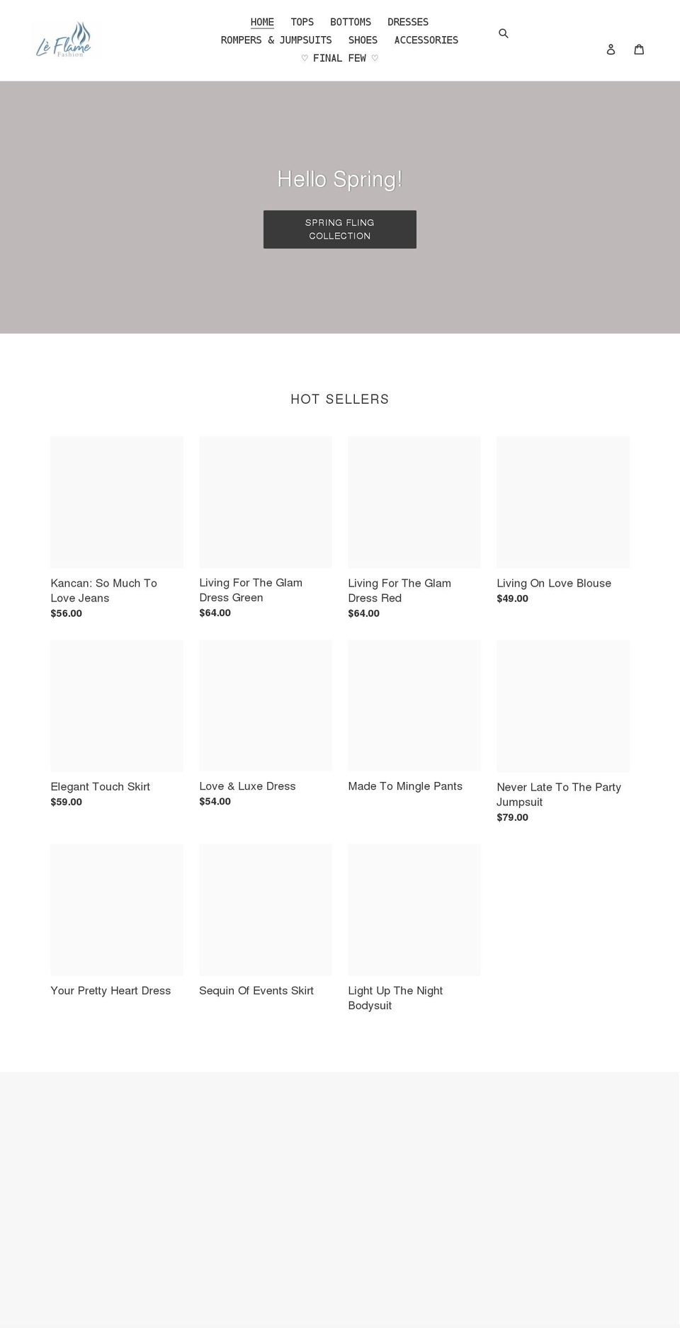 leflamefashion.com shopify website screenshot
