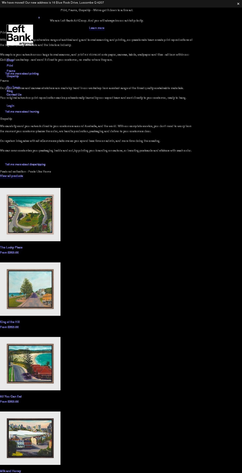 leftbankartgroup.com.au shopify website screenshot
