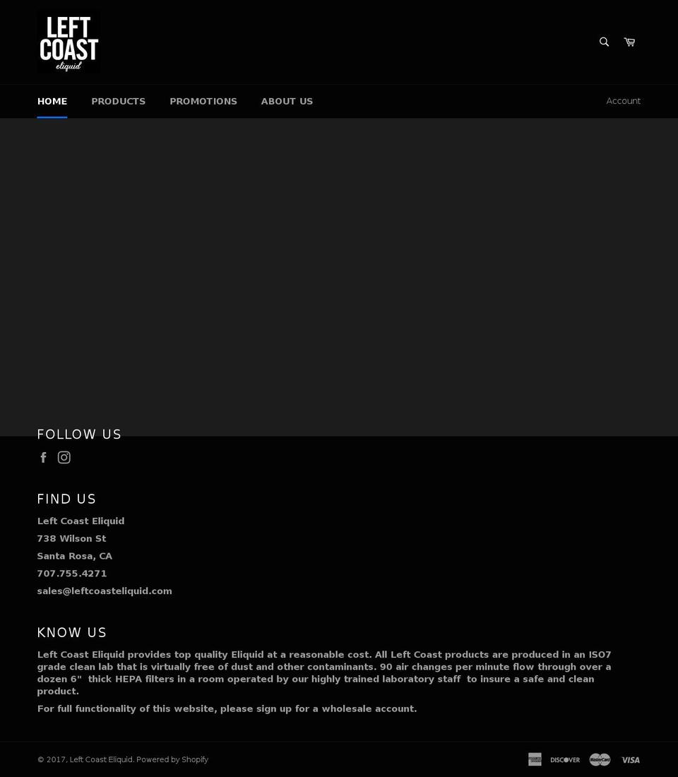 leftcoasteliquid.com shopify website screenshot