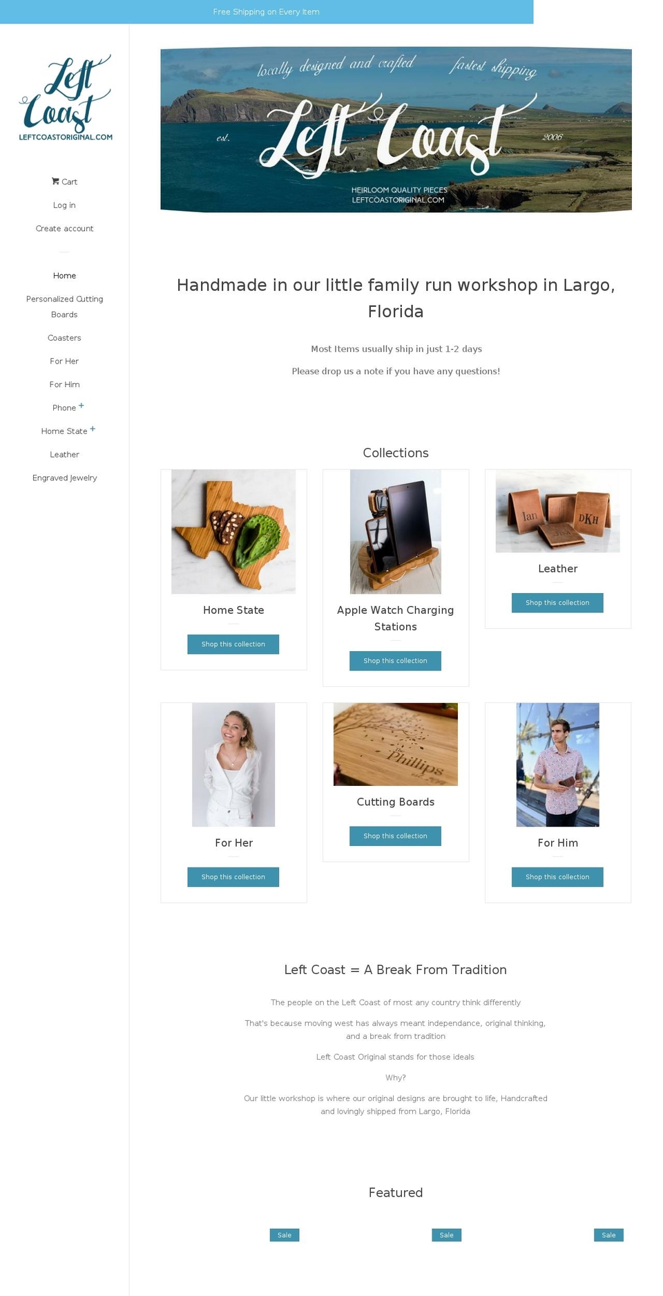 leftcoastoriginal.com shopify website screenshot
