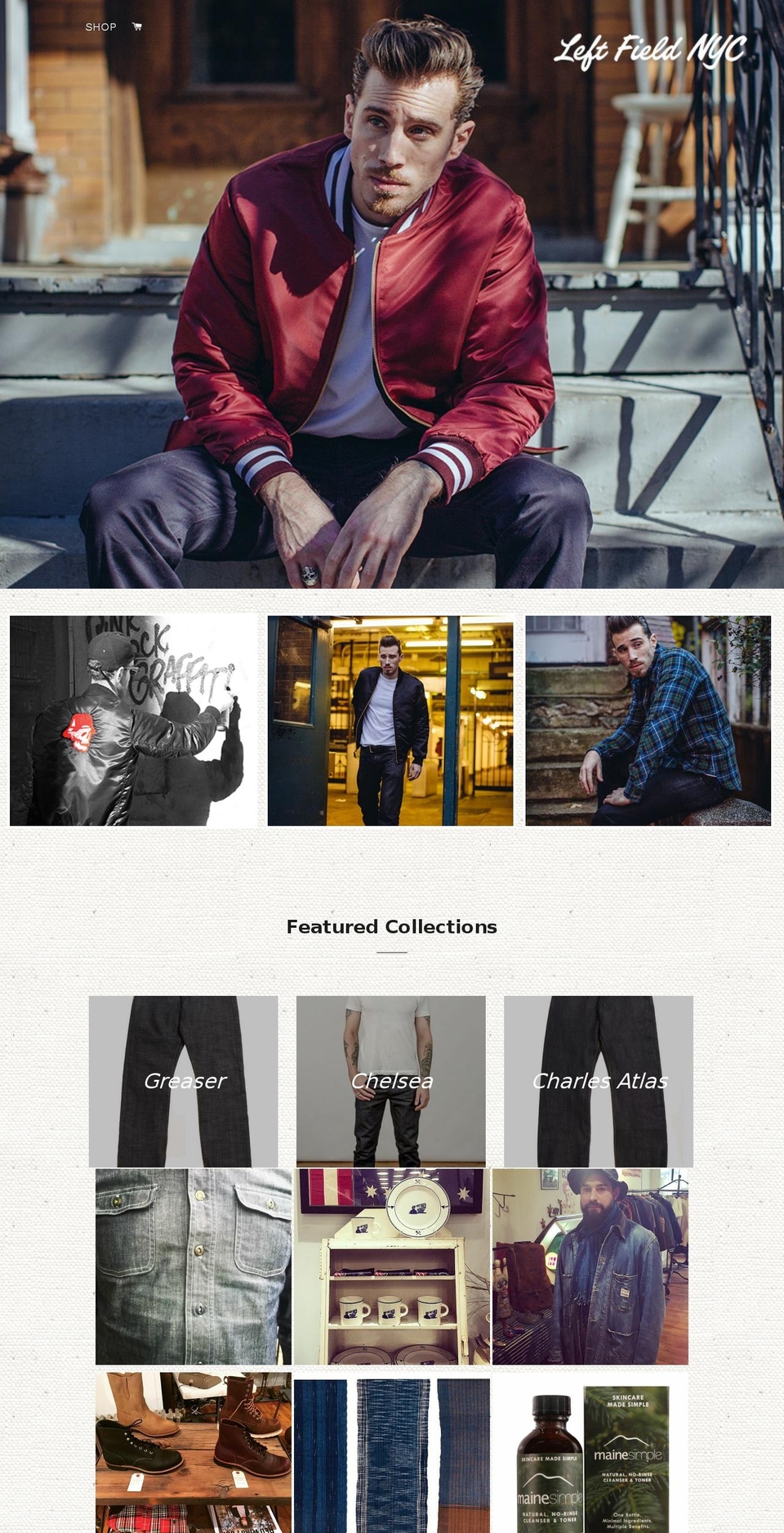 leftfieldnyc.com shopify website screenshot