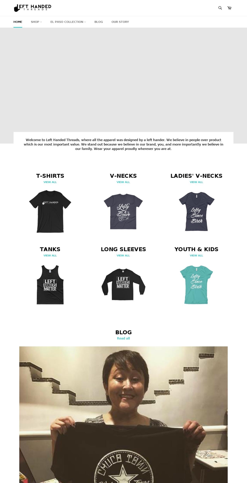 lefthandedthreads.com — Shopify storefront screenshot