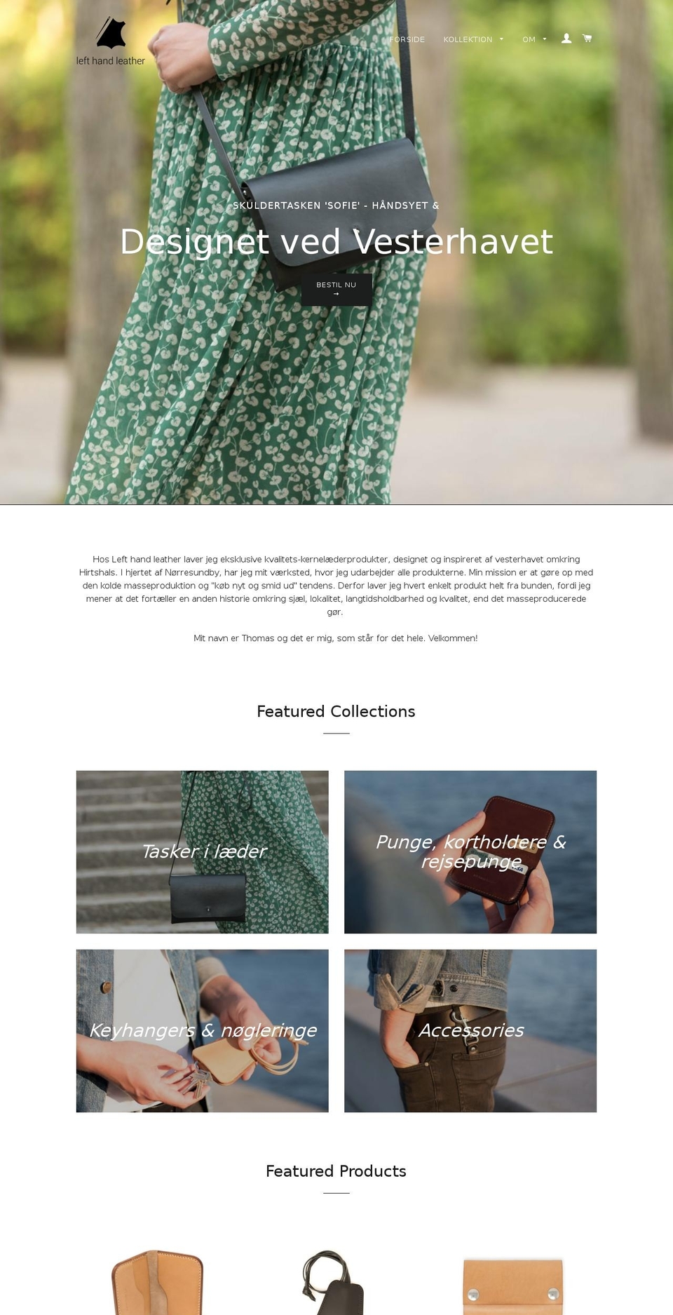 lefthandleather.com — Shopify storefront screenshot