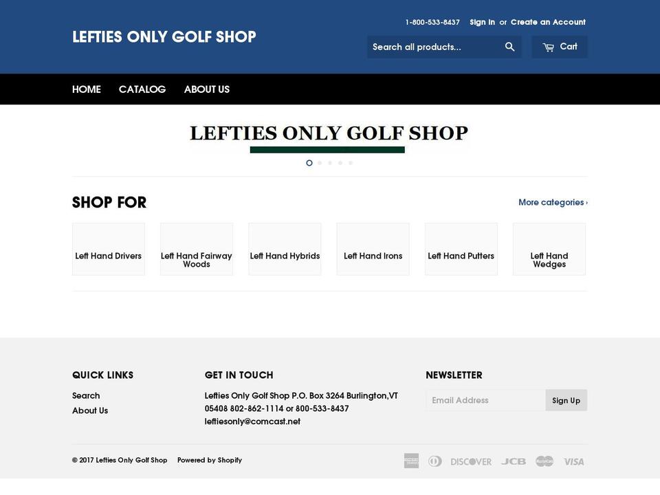 leftiesgolf.com shopify website screenshot