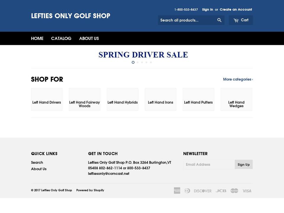 leftiesonlygolf.com shopify website screenshot