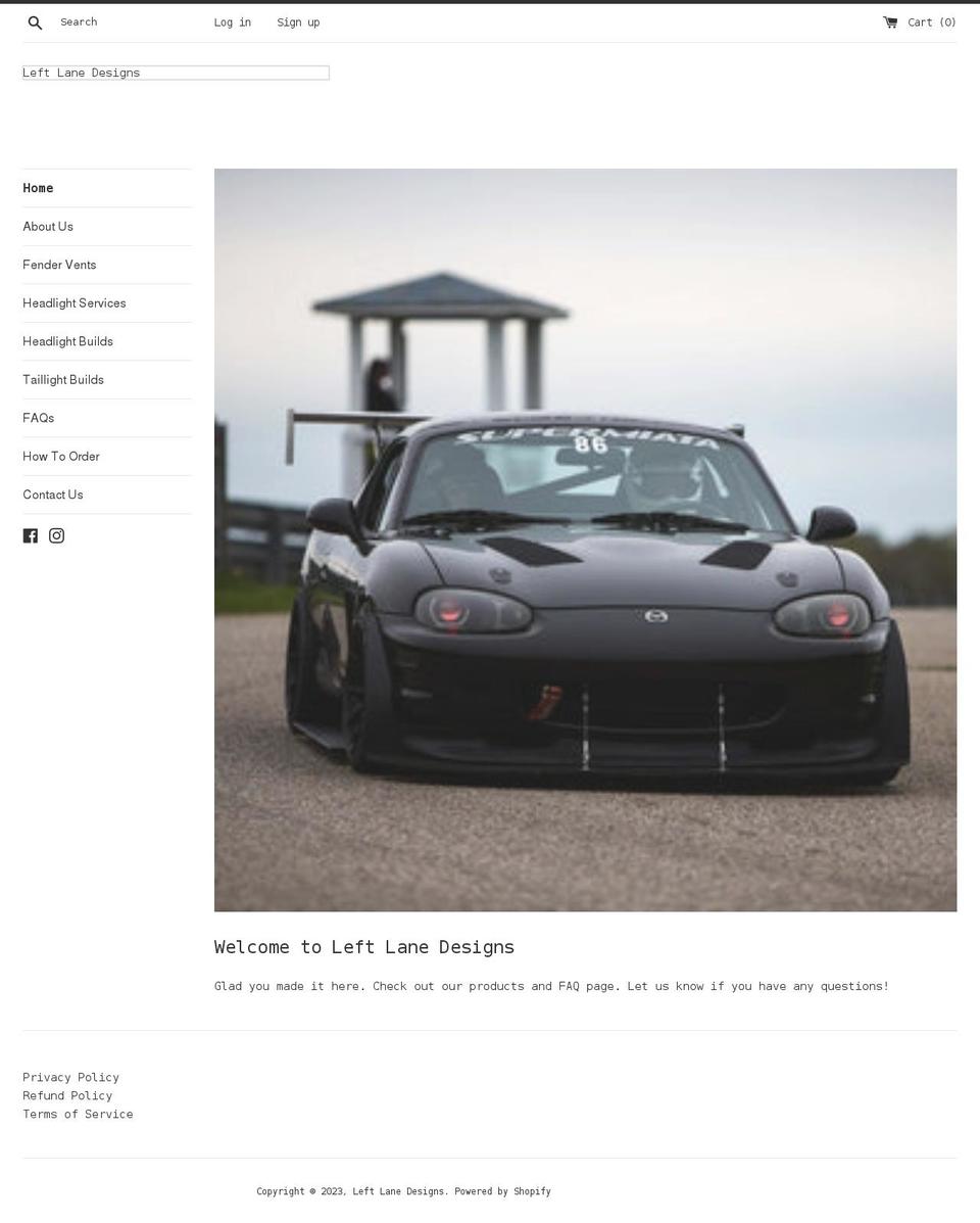 leftlanedesigns.net shopify website screenshot
