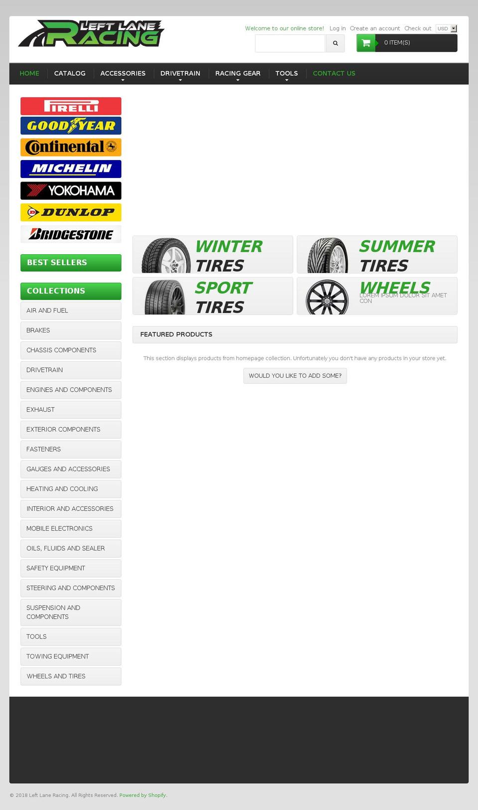 theme093 Shopify theme site example leftlaneracing.com